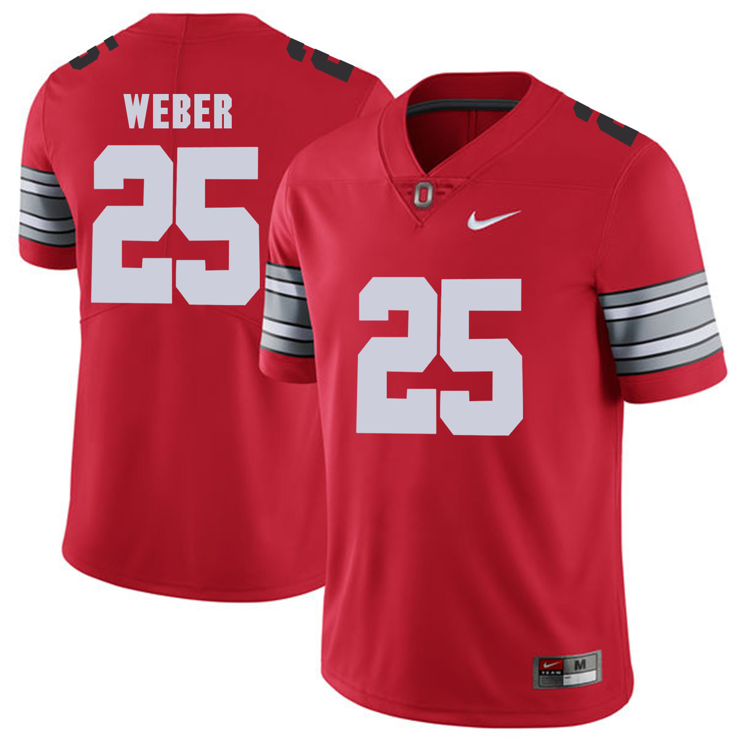 Men Ohio State #25 Weber Red Customized NCAA Jerseys->->Custom Jersey